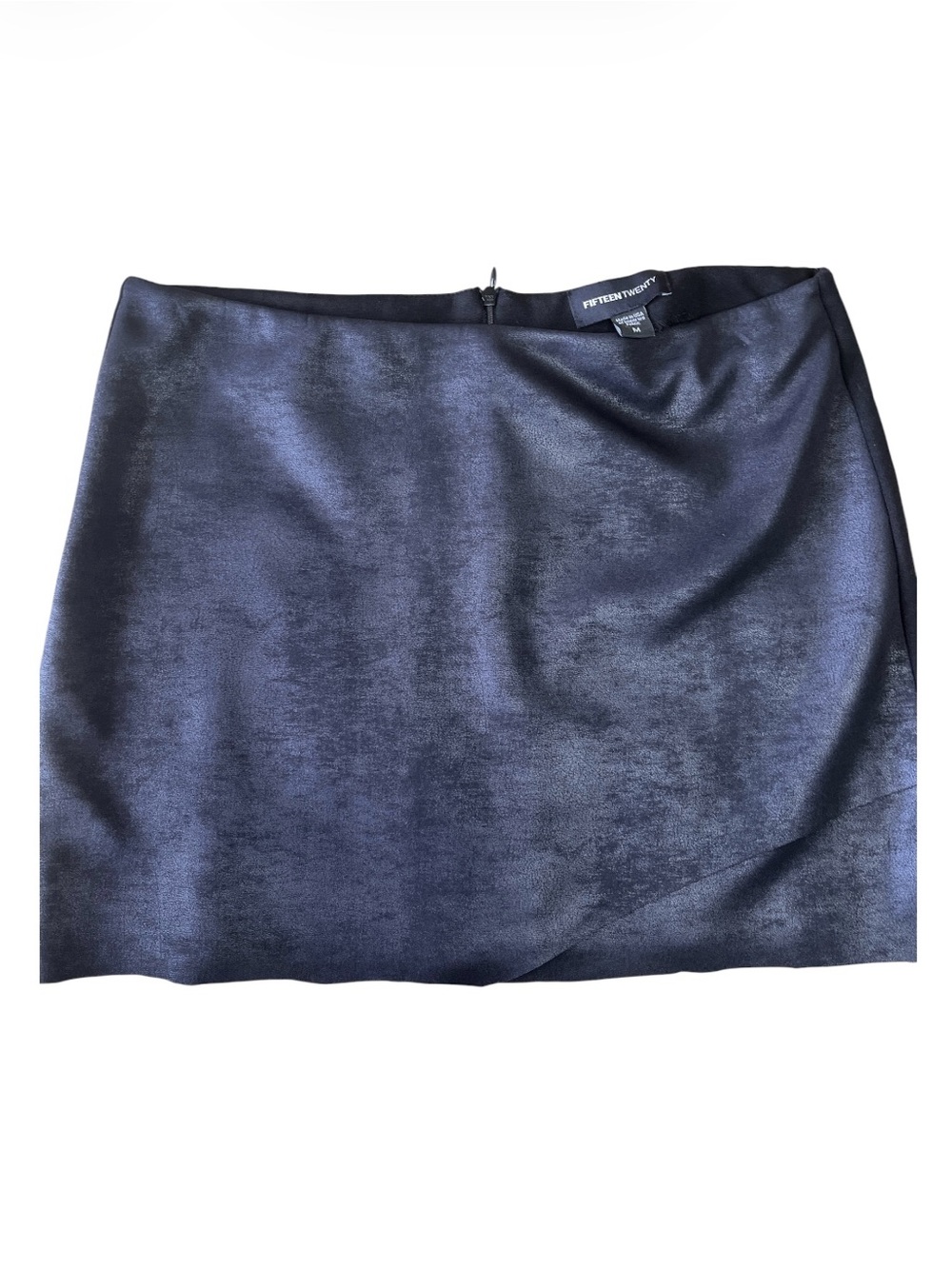NWT Fifteen Twenty Navy Metallic Faux Leather Mini Skirt - Size M - Made in USA